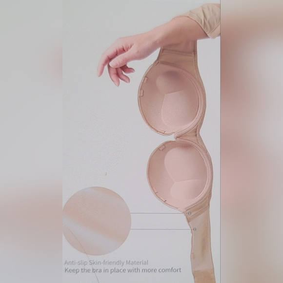 NWT SEA BBOT Push Up Strapless Bra Anti slip Padded Multiway Bra 42B warm beige - Picture 4 of 10